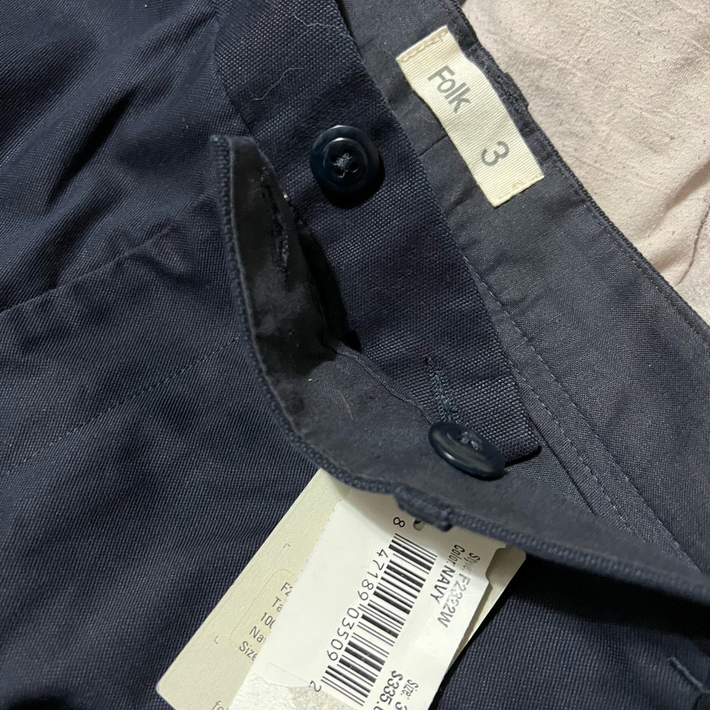 NWOT Folk Navy Tailored Trousers %100 Cotton